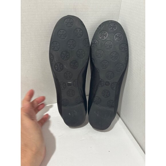 Tory Burch Womens Reva ballet flats silver-tone logo medallions size 7 Leather - Picture 5 of 8